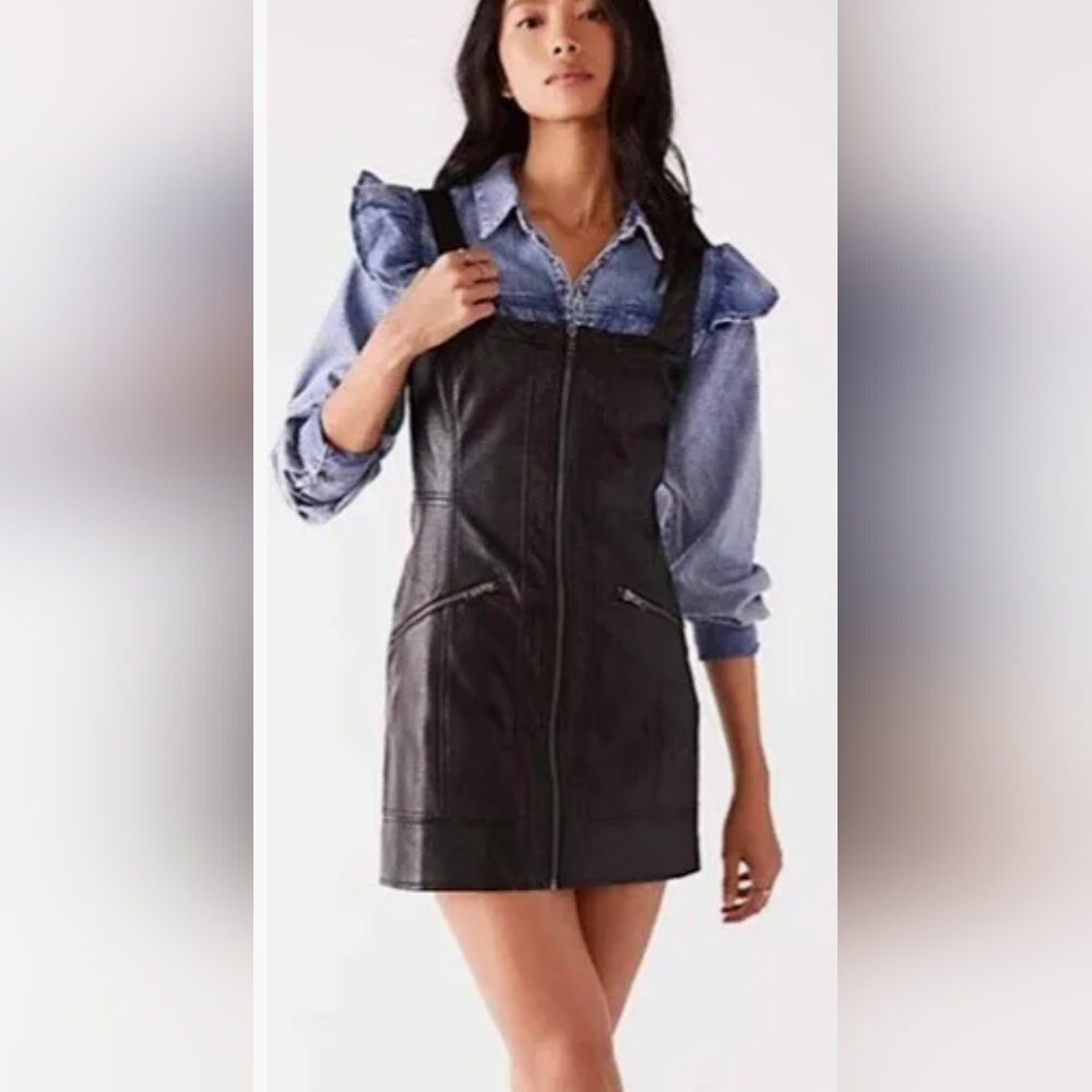 Free People Faux Leather Mini Dress